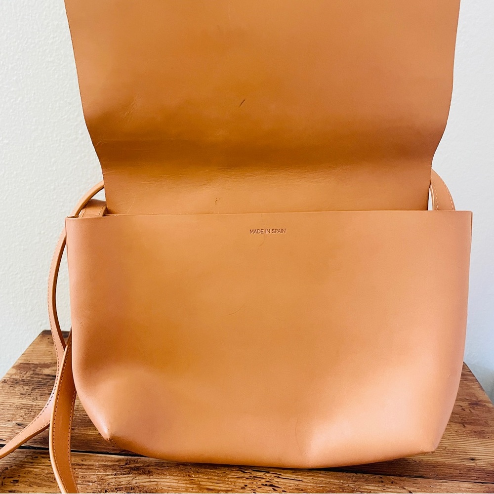 Janessa Leone Joan Suede & Leather Crossbody Satchel Bag -Camel Nude/ Tan Peach - Picture 3 of 10